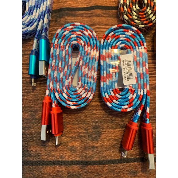 Braided Nylon USB Charging Cables 3-Pack In Red Blue & Gold  Fast Charging & Dur - Picture 4 of 4
